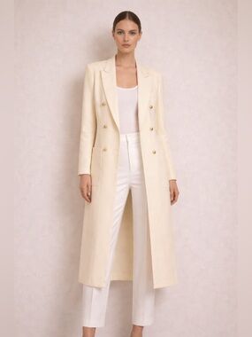 Lynn Greene for Richard Neal elegant Cream Double-Breasted Women's Coat